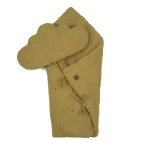 Hi Little One kołderka rożek z podusią z oddychającej organicznej BIO bawełny Olive idealne rozwiązanie do snu