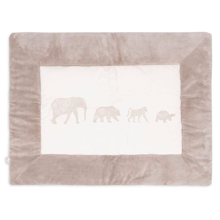 Jollein mata niemowlęca dwustronna do zabawy 95x75 cm Safari ANIMALS Nougat