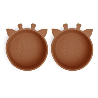 nuuroo silikonowe miseczki głębokie 2 szt GIRAF Caramel Cafe