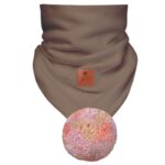 Hi Little One komin bandana zimowa dla niemowlaka ALPACA BOHO Cafe Latte/Rust M Pom Pom