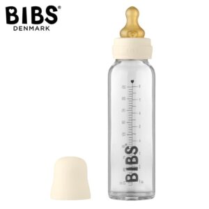 BIBS BUTELKA ze smoczkiem antykolkowym z kauczuku, szklana pojemność 225 ml, IVORY