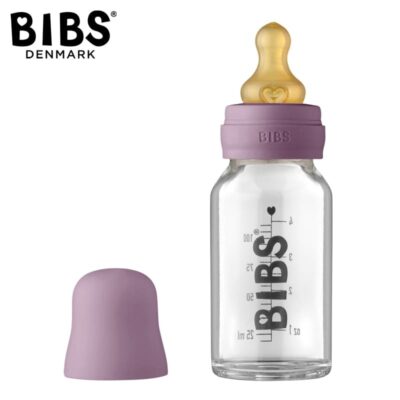 butelka do karmienia dla noworodka BIBS BABY GLASS BOTTLE MAUVE Antykolkowa Butelka Szklana dla Noworodków 110 ml