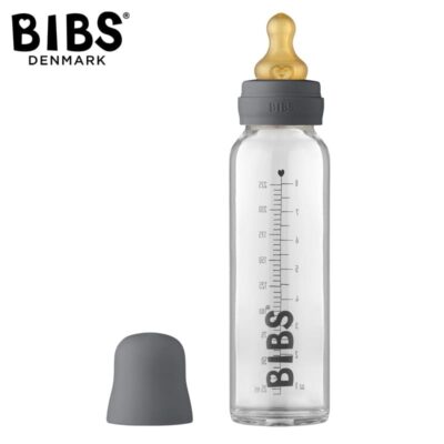 BIBS SZKLANA BUTELKA ze smoczkiem antykolkowym z kauczuku, pojemność 225 ml, IRON