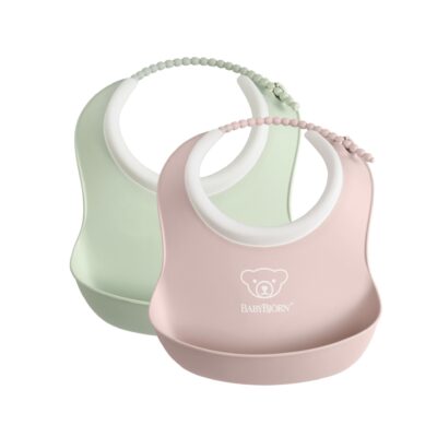 BABYBJORN - 2 małe śliniaczki Powder Green/ Powder Pink