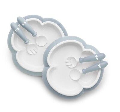 BABYBJORN - talerzyki ze sztućcami - Powder Blue