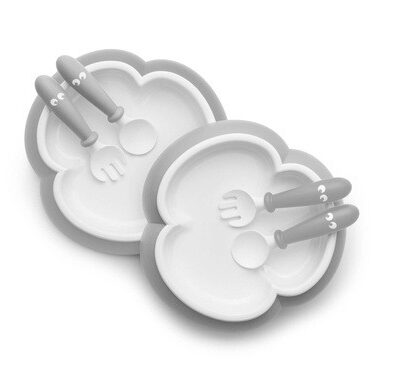 BABYBJORN - talerzyki ze sztućcami - Grey