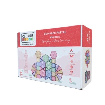 Cleverclixx-Klocki magnetyczne (kształty)Geo Pack Pastel - 45el.