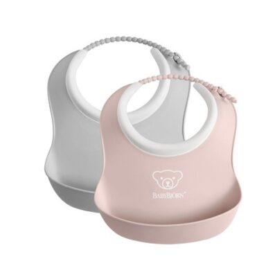 BABYBJORN - 2 małe śliniaczki - Grey / Powder Pink