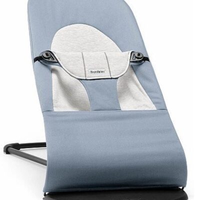 BABYBJORN - leżaczek BALANCE SOFT WOVEN/JERSEY - Niebieski/Szary