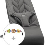 BABYBJORN - leżaczek BLISS Woven, Petal Quilt - Antracytowy + zabawka do leżaczka Googly Eyes