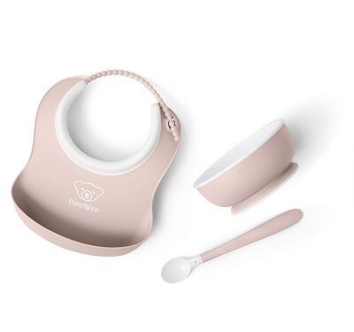 BABYBJORN - Zestaw do karmienia 3 szt. - Powder Pink