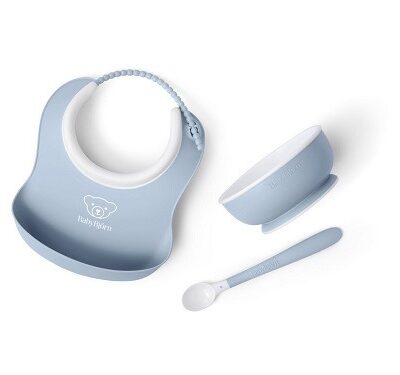 BABYBJORN - Zestaw do karmienia 3 szt. - Powder Blue