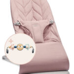 BABYBJORN - leżaczek BLISS Woven, Petal Quilt, Zgaszony róż + Zabawka Googly Eyes Pastels