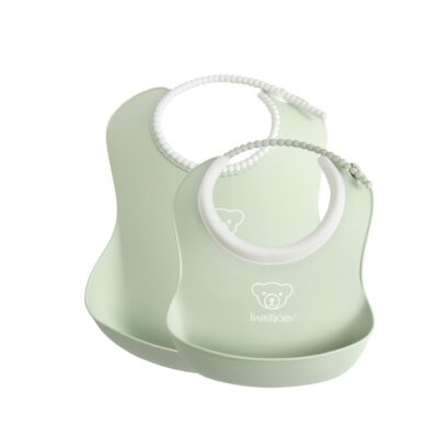 BABYBJORN - zestaw śliniaków mały/duży - Powder Green