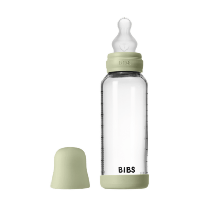 BIBS BUTELKA SZKLANA ze smoczkiem antykolkowym z silikonu medycznego, pojemność 240 ml, SAGE