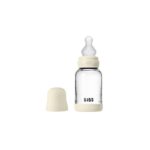 BIBS SZKLANE BUTELKI z silikonowym smoczkiem antykolkowym z silikonu medycznego, pojemność 120 ml, IVORY