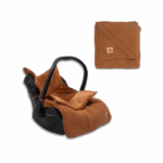Jollein ciepły śpiworek do wózka i fotelika + kocyk do wózka fotelika i kołyski tkany BASIC KNIT Caramel - ZESTAW