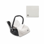 Jollein ciepły śpiworek do wózka i fotelika + kocyk do wózka fotelika i kołyski tkany RIVER KNIT Cream White - ZESTAW